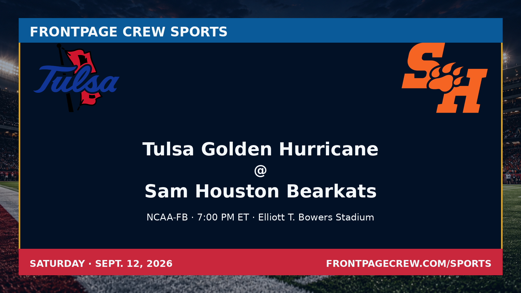 Tulsa Golden Hurricane and Sam Houston Bearkats game scene
