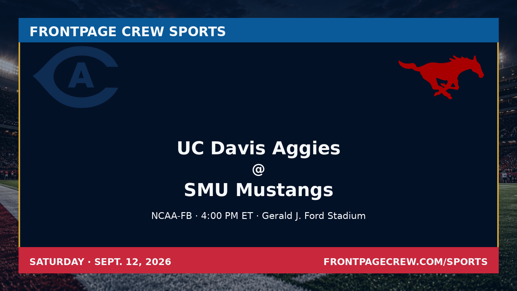 UC Davis Aggies and SMU Mustangs game scene