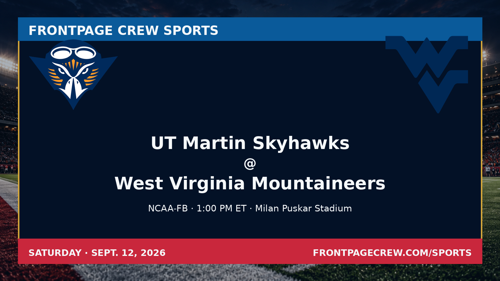 UT Martin Skyhawks and West Virginia Mountaineers game scene