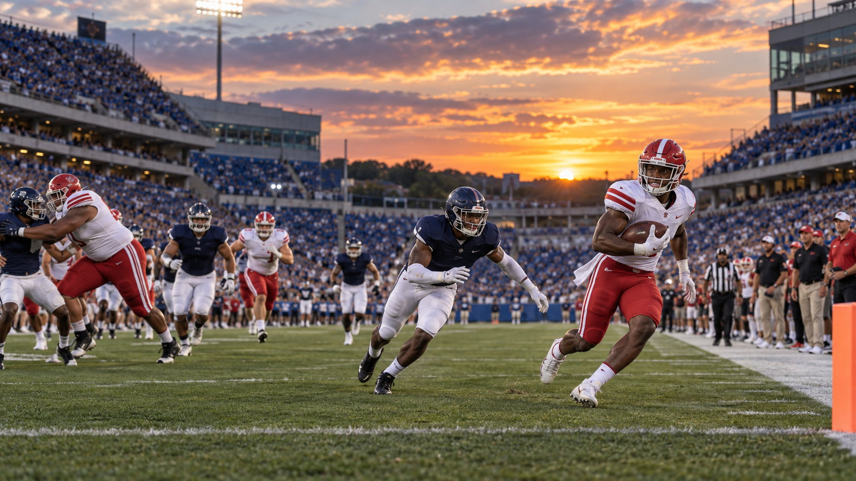 Villanova Wildcats and Louisville Cardinals game scene