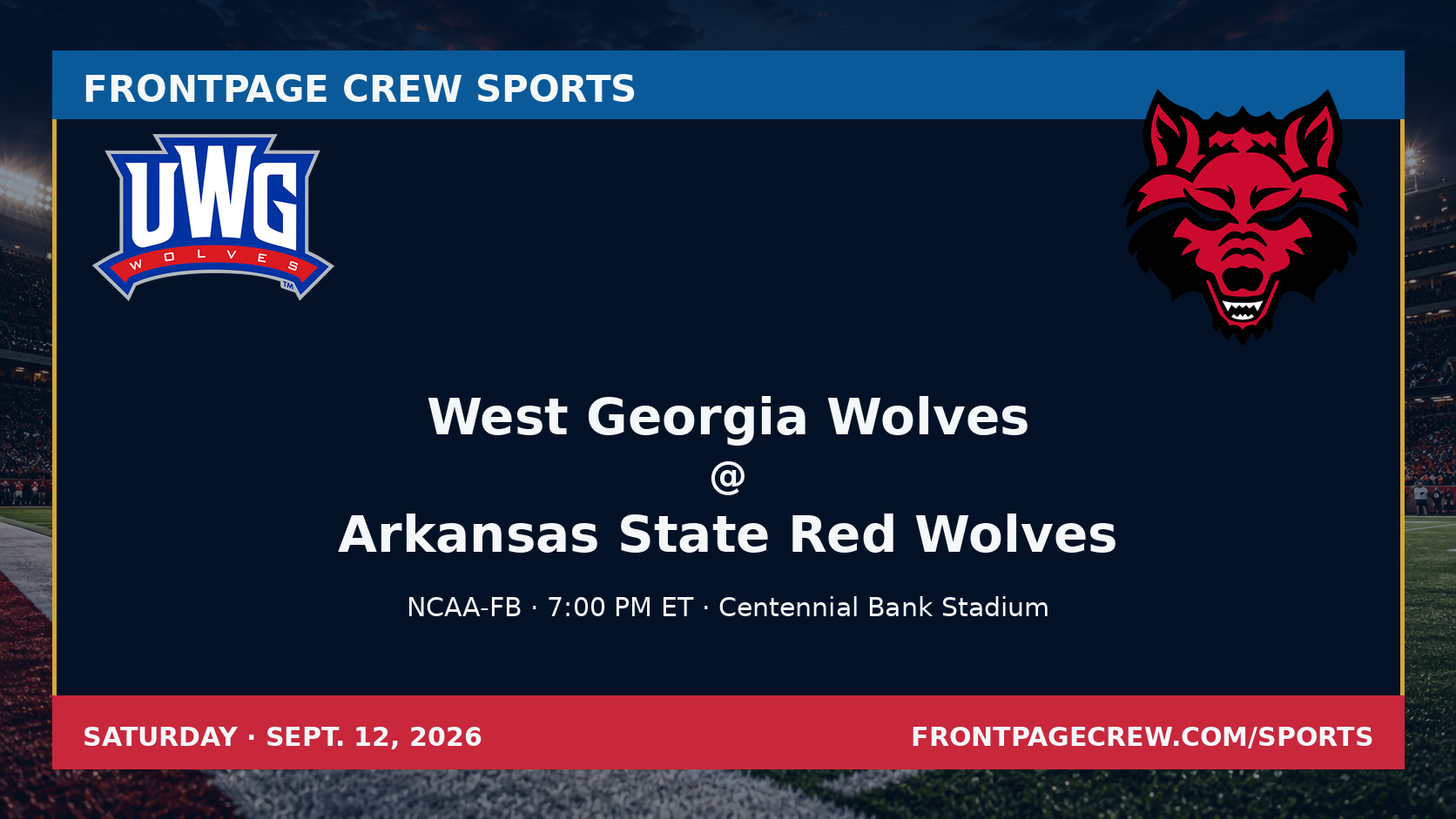 West Georgia Wolves and Arkansas State Red Wolves game scene